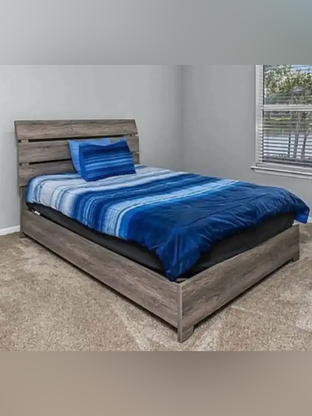 Twin Blue Striped Comforter and Sham Set Bedding 72"X 85"